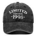 Washed cotton baseball cap with Limited Edition 1998 embroidery in charcoal black - Adjustable / Black