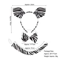 Set costume da zebra 3 pezzi con cerchietto papillon e coda per bambini e feste - Set Zebra 3 pezzi (Orecchie in Spugna)
