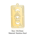 Golden stainless steel rectangle charm with moon, star, and eye cutouts, 18x32mm - Gold Tarot Eye