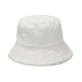 Cappello bucket invernale in peluche bianco con motivo a rombi per stile caldo - M(56-58cm) / Bianco