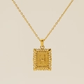 Golden 18K plated stainless steel necklace featuring a square hollow H letter pendant - Letter H