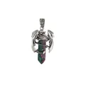 Retro dragon wrapped natural green and purple crystal pendant necklace with silver alloy - Ruby Zoisite