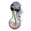 Unique purple rose flask enamel pin in alloy with drip oil finish and pink liquid - Purple Rose Flask