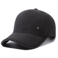 Dark gray textured baseball cap for older men with metallic shield M-logo emblem - Adjustable / Gray