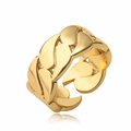Minimalist gold-plated chain link open ring with metallic luster on white background - Adjustable Open / Gold