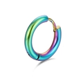 Boucle d'oreille anneau en acier titane arc-en-ciel avec fermoir circulaire poli - Coloré
