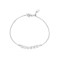 Elegant 925 sterling silver chain bracelet with seven white oval pearls and lobster clasp - Platinum Plated 7-Oval Pearl Fine Chain Bracelet 1.3g