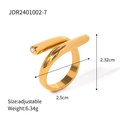Verstellbarer 18k vergoldeter Edelstahlring mit minimalistischem Crossover-Design und Diamant - Verstellbar / Gold (JDR2401002)