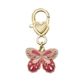 Pink and magenta enamel butterfly pendant with golden heart-shaped clasp accessory - Pink Butterfly Heart (ER765)