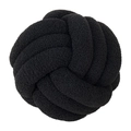 Handcrafted black knotted ball pillow in soft lamb fleece for sofa decoration - Diameter 13CM / Black