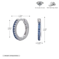 Detail of 925 sterling silver hoop earrings with blue cubic zirconia and dimensions - 925 Silver White Gold Plated - Blue