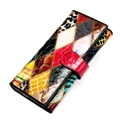 Schicke Patchwork-Lederbörse in bunten Farben mit Krokodilmuster und Druckknopfverschluss - 4202 Buntes Rauten-Patchwork Tiermuster