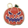 Halloween orange enamel pumpkin charm with purple face and gold metal plating - 1pc Orange Evil Pumpkin (16x16mm)