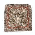 Fashionable leopard print square satin scarf with brown belts and golden chain border - Leopard Chain Belt Pattern