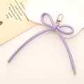 Elegant purple leather bow keychain charm with silver metal clasp for phone or handbag - Leather Bow Charm / Purple