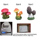 Three-piece set of resin mushroom miniatures including red, orange, and brown styles - Simulation Mushroom Ornaments Full Set Of 3 (Boxed)