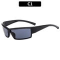 Y2K outdoor cycling sunglasses with glossy black frames and grey-blue lenses - Glossy Black Frame Grey Lens