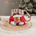 Sac cadeau de Noël avec motif renne 3D et anse à carreaux classiques rouge et vert - H-22 Sac à Main Cerf