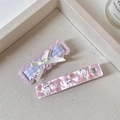 Set de pinces à cheveux rose motif chat, texture marbrée et nœud mignon - Pince À Cheveux N° 62 - Lot De Deux - Rose