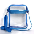 Transparent PVC waterproof crossbody bag with vibrant blue trim and adjustable strap - Blue