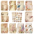 Vintage stationery set with 160 pieces of floral letter papers and matching envelopes - Plant Retro Envelope Set