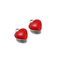 Ciondolo a cuore in smalto rosso con anello dorato per creazione di collane fai da te - Ciondolo a Cuore (F2294) / 8x9mm / Colore Acciaio/Rosso