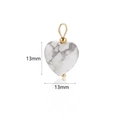 Ciondolo a cuore in marmo bianco con gancio dorato da 13mm per gioielli fai-da-te - Howlite
