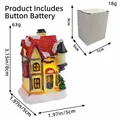 LED light-up Christmas house resin ornament with snowy red roof and yellow walls - Multicolor Glowing Small House Style D (DD2-33)