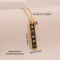 Goldene Edelstahl-Halskette mit schwarzem Stab-Anhänger und blauem bösem Blick - Schwarz