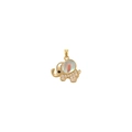Macro shot of gold elephant pendant with opal ear and pavé cubic zirconia inlay - Aurora Elephant Pendant