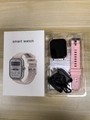 GT50 Smartwatch Set mit goldenem Gehäuse, rosa Silikonarmband, Ladekabel und Anleitung - GT50 Smartwatch / Goldrahmen + Rosa Armband