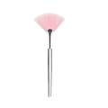 Rosa fächerförmiger Make-up-Pinsel mit weichen Fasern und silbernem Griff für Hautpflege - Rosa Borsten-Transparenter Griff