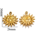 Gold celestial sun and moon face pendant charm in stainless steel for DIY jewelry - Gold Overlapping Star Moon Style C