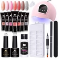 Solid extension nail gel kit with 7 colors, UV LED lamp and professional tools for manicure - 7 Color Set With Lamp 07