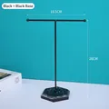 Soporte para joyas en forma de T de metal negro con base de mármol hexagonal - Negro + Base Negra
