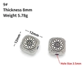 Retro 12mm square flower spacers in antique silver finish for DIY jewelry bracelets - 9# (Flower Cube)