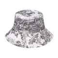 Wide brim bucket hat with ink wash jungle animal pattern and elephant toile print - 58cm / Black