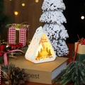 White vintage Christmas lantern with LED warm light and festive tree cutout scene - Christmas Tree / White