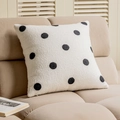 White velvet pillow with black polka dots featuring soft lamb wool texture on sofa - Polka Dot Boucle 45*45cm / Pillowcase (pillow Insert Not Included)