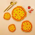 Japanese style PVC heat resistant placemat in pizza shape with realistic food patterns - Orange Pizza Heat Insulation Mat / Small Size 10cm [no Holes]