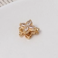 Macro shot of gold plated rotating four leaf flower clasp with zircons for jewelry - 01# 14K Gold Double Row (16*19mm)