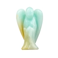 Amazonite angel crystal carving in natural blue-green gradient finish on white background - Amazonite