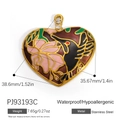 Hypoallergenic heart hummingbird pendant in 18K gold plated stainless steel - Pink Hummingbird Heart Pendant PJ93193C
