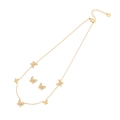 Parure bijoux papillon doré comprenant collier et boucles d'oreilles avec incrustations - Ensemble Collier et Boucles d'Oreilles Papillon Sablé