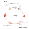 French vintage natural agate bracelet with titanium steel chain in silver finish - 14+5cm (TXE057) / Silver Bracelet