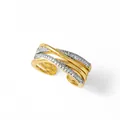 18k gold plated multi-layer crossover open ring with shimmering micro-pave zircons - Multi-layer Intertwined Style A