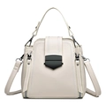 Borsa a tracolla in ecopelle bianco crema con cuciture a V e fibbia in metallo opaco - Bianco