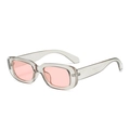 Vintage rectangular sunglasses with transparent grey frames and light pink lenses - Light Transparent Grey Pink Lens