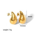 Detailed view of gold hollow teardrop earrings with dimensions 26mm and 14.5mm - Gold Small Teardrop Drop Earrings (TE6204-S-G)