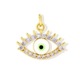 Detail of 18K gold plated evil eye pendant with white zircon and green enamel inlay - Large Eye